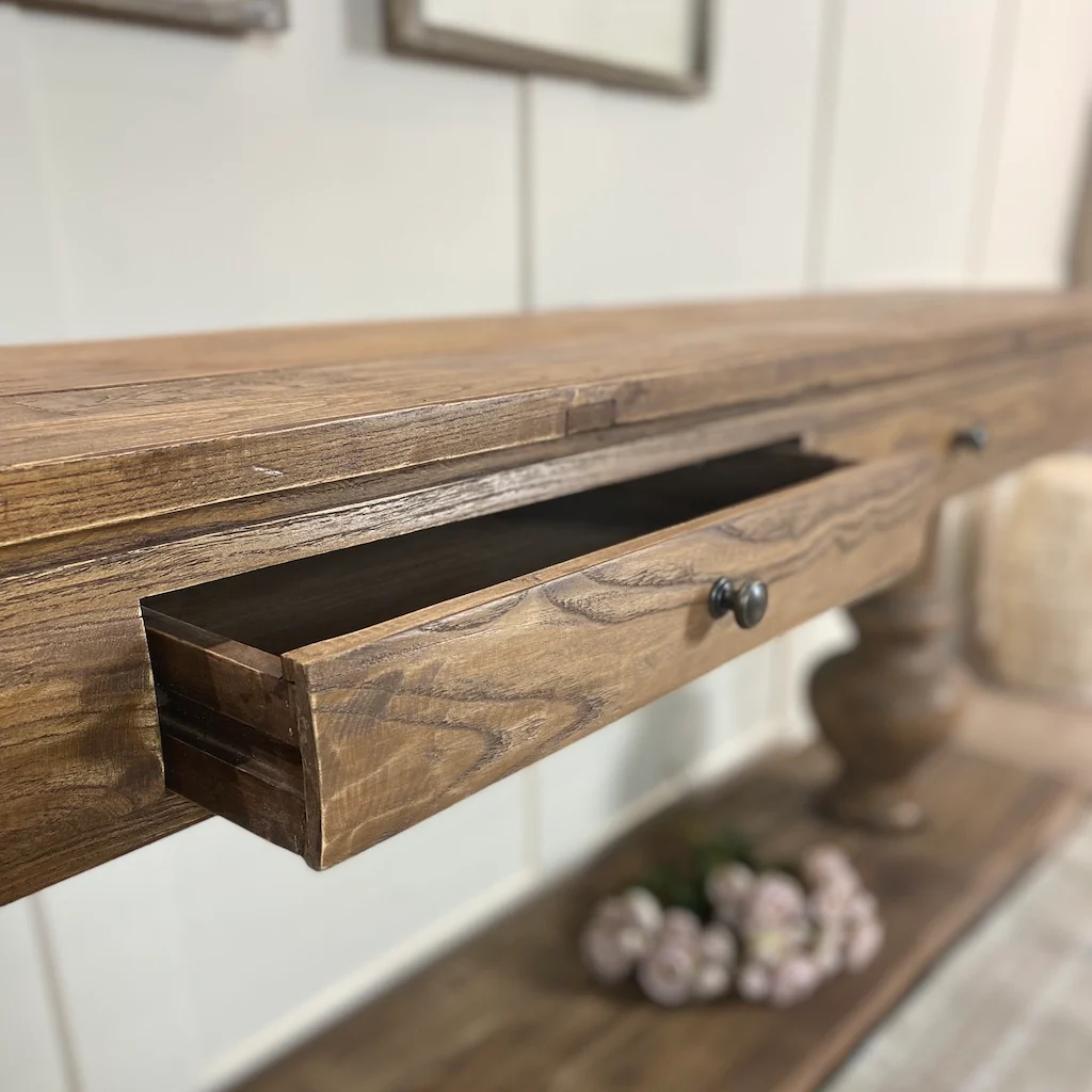 Reclaimed Solid Elm Balustrade Console Table - Image 6