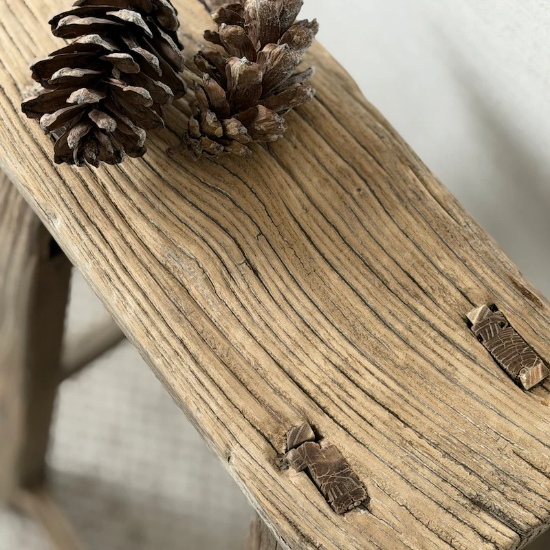 Reclaimed Vintage Wood Stool (No.24) - Image 2