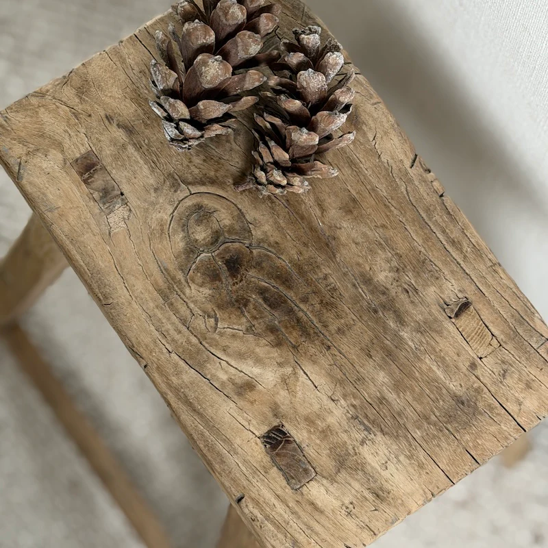 Reclaimed Vintage Wood Stool (No.26) - Image 2