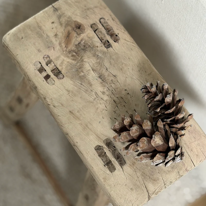 Reclaimed Vintage Wood Stool (No.27) - Image 2