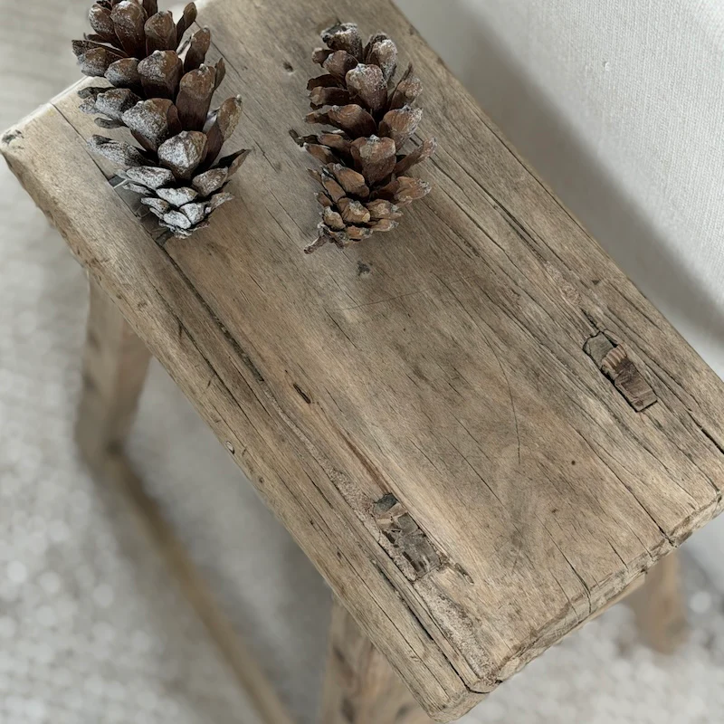 Reclaimed Vintage Wood Stool (No.30) - Image 2