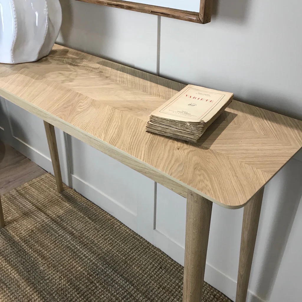 Retro Pale Parquet Top Console Hall Table - SECOND (Discount applied) - Image 3