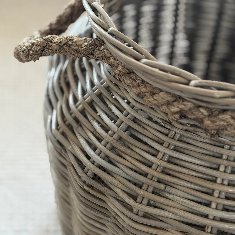 Round Milk Churn Rattan Storage Baskets - Two Sizes - Image 3
