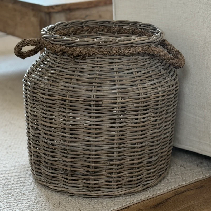 Round Milk Churn Rattan Storage Baskets - Two Sizes - Image 4