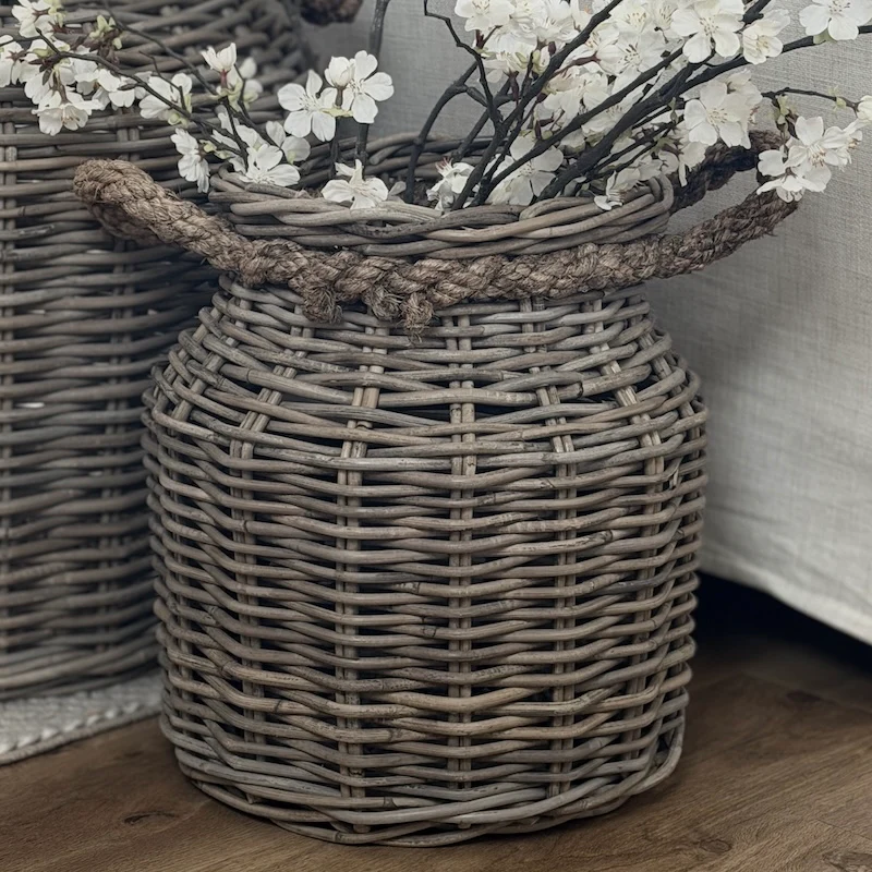 Round Milk Churn Rattan Storage Baskets - Two Sizes - Image 5