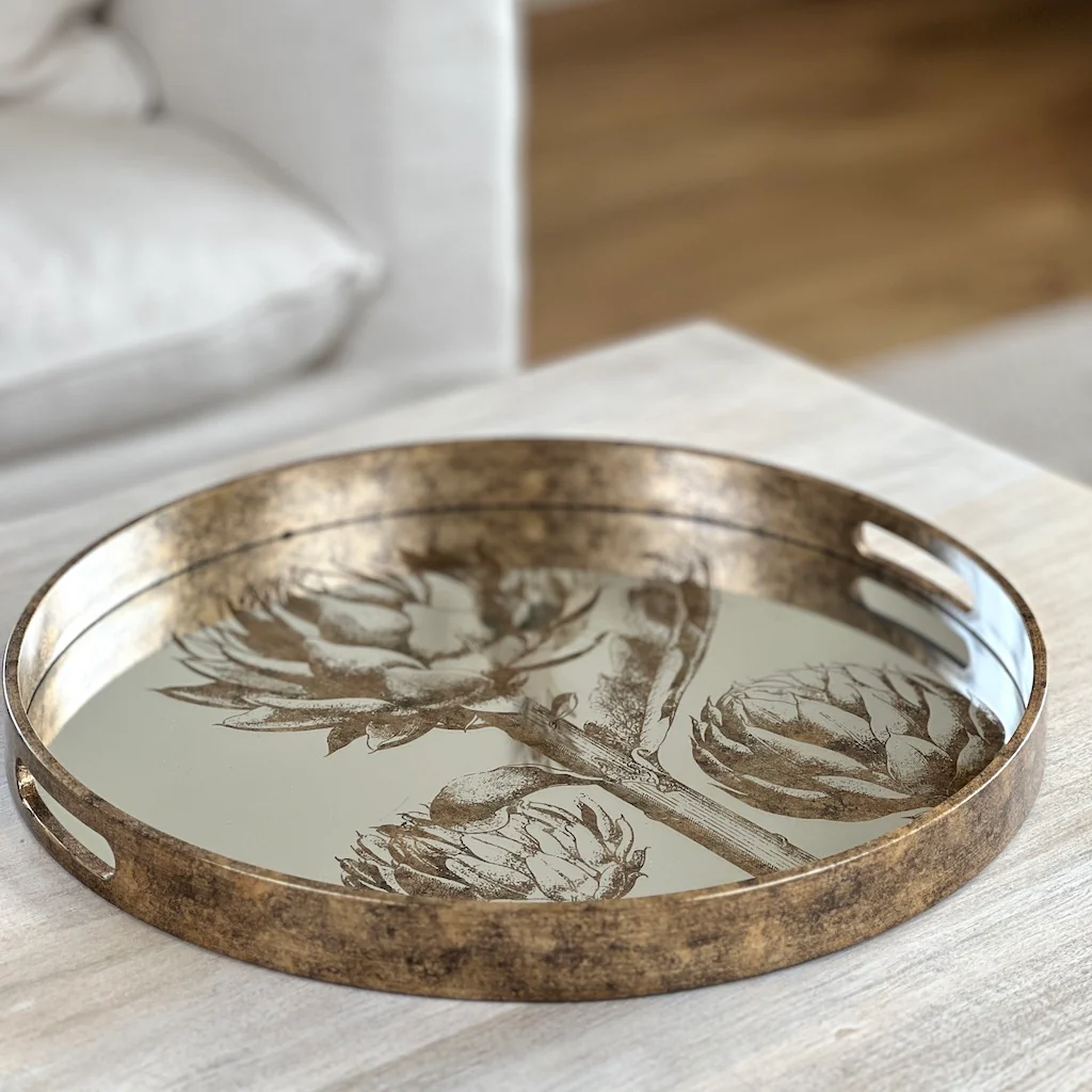 Round Mirrored Globe Artichoke Tray - Image 3