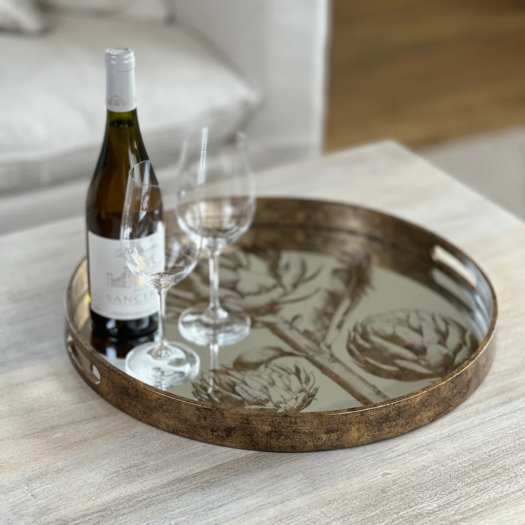 Round Mirrored Globe Artichoke Tray - Image 4
