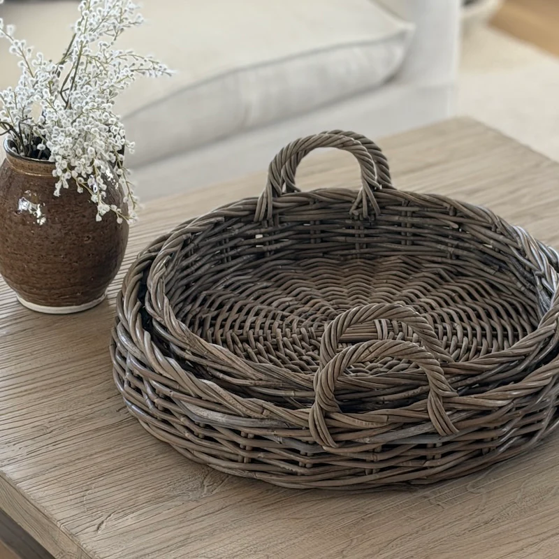 Round Woven Rattan Tray With Handles – 2 Sizes Available - Image 3
