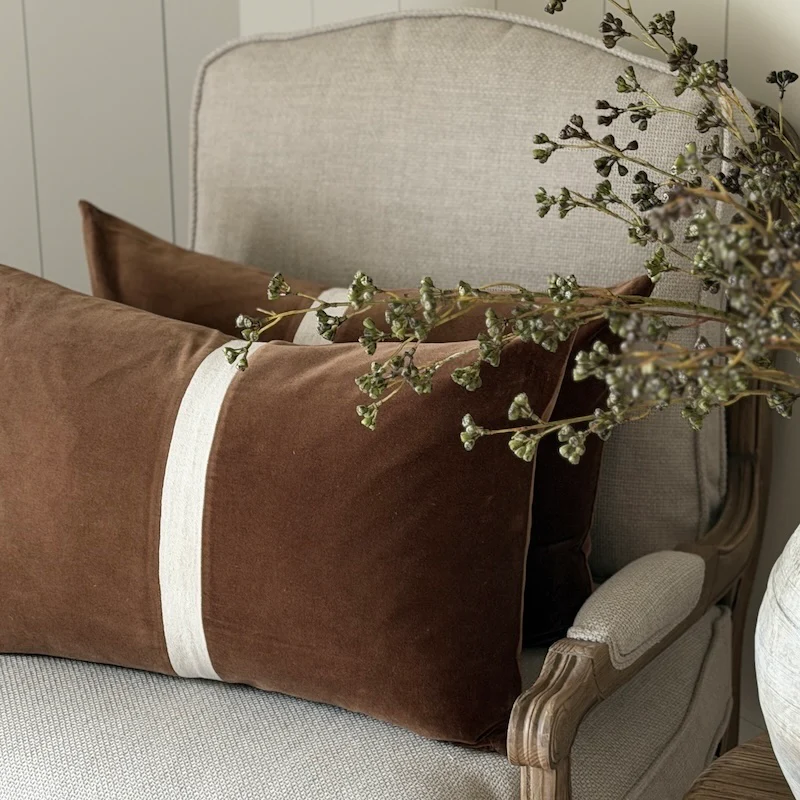 Rust Stripe Velvet Cushion Cover