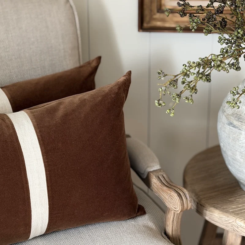 Rust Stripe Velvet Cushion Cover - Image 3