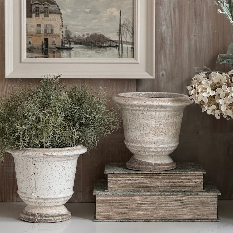 Rustic Crackled Weathered Small Urn - Image 3