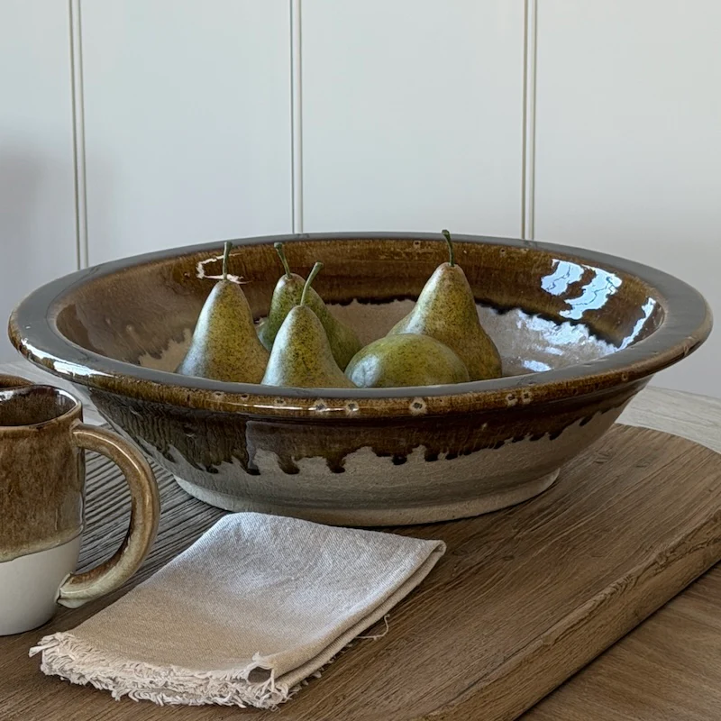 Salt Glaze Terracotta Serving Bowl - Image 3
