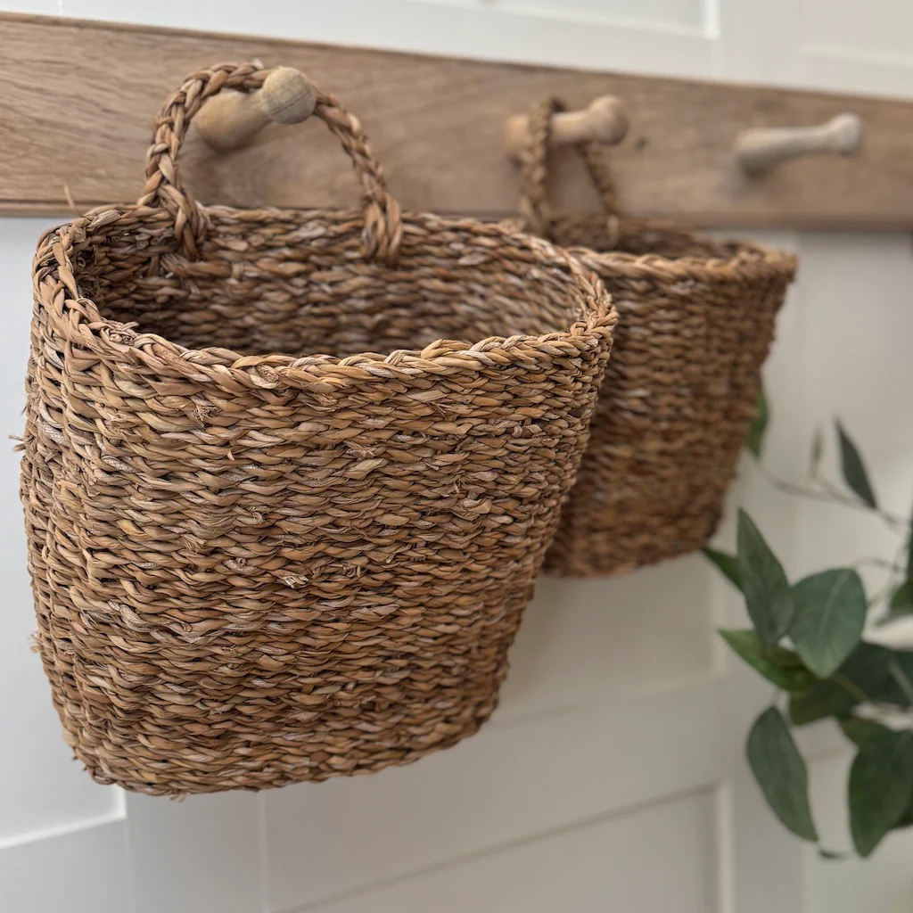 Seagrass Oval Peg Wall Baskets Set 2 - Image 3