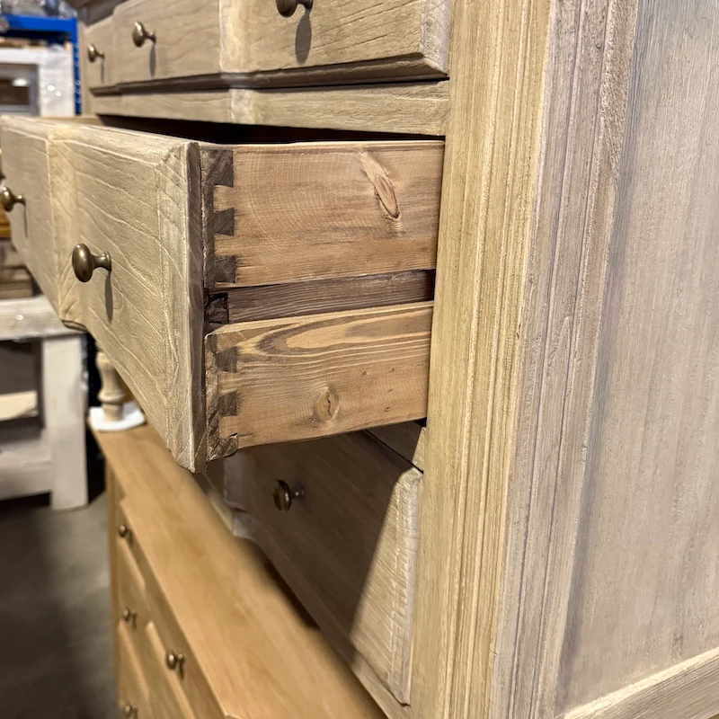 Sérénité 3 Drawer Breakfront Chest of Drawers - Handmade Elm Driftstone - Image 4