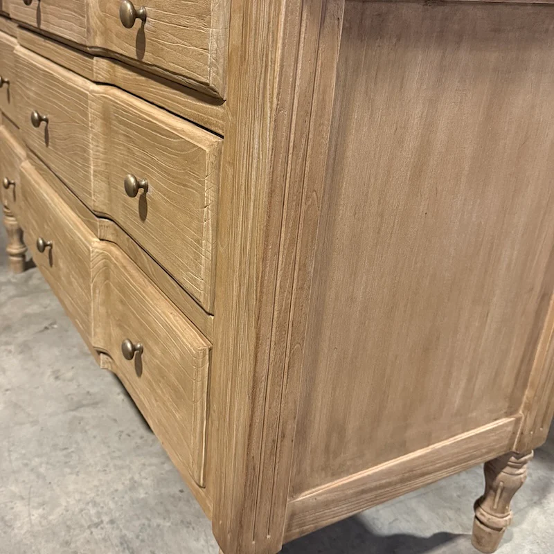 Sérénité 3 Drawer Breakfront Chest of Drawers - Handmade Elm Natural - Image 3
