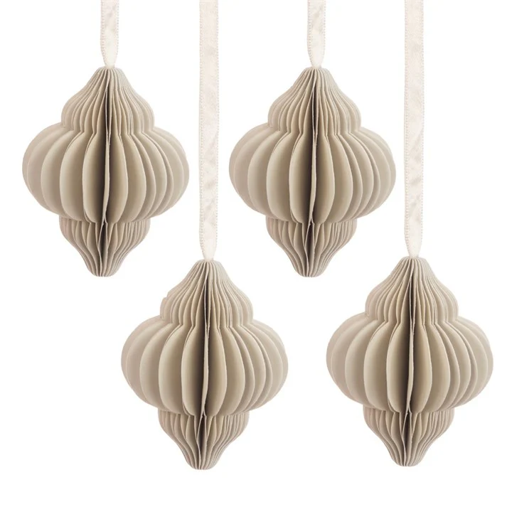Set of 4 Festive Diamond Shaped Paper Bauble - 8cm - Image 6