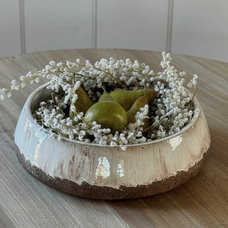 Shallow Terracotta Bowl Part Glazed - Image 4