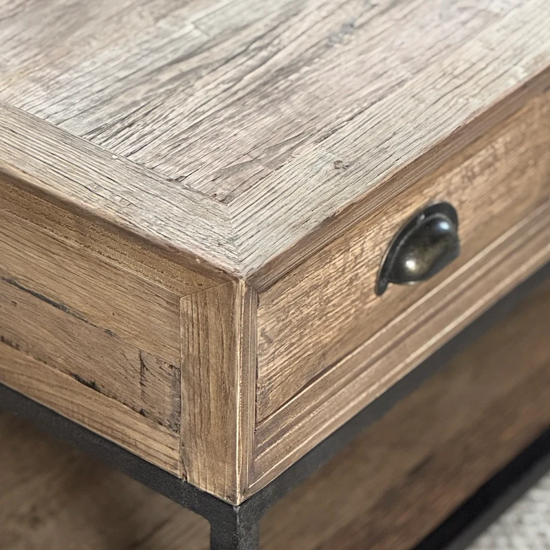 Shoreditch Reclaimed Oak 2 Drawer Coffee Table - Image 10