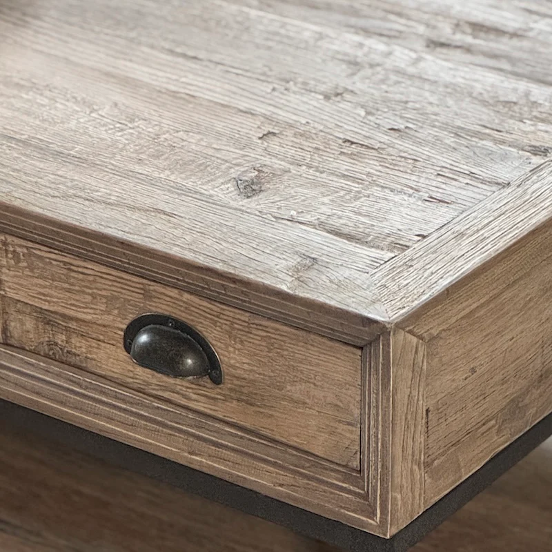 Shoreditch Reclaimed Oak 2 Drawer Coffee Table - Image 3