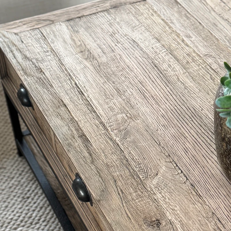 Shoreditch Reclaimed Oak 2 Drawer Coffee Table - Image 5