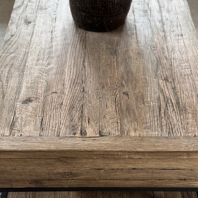 Shoreditch Reclaimed Oak 2 Drawer Coffee Table - Image 6
