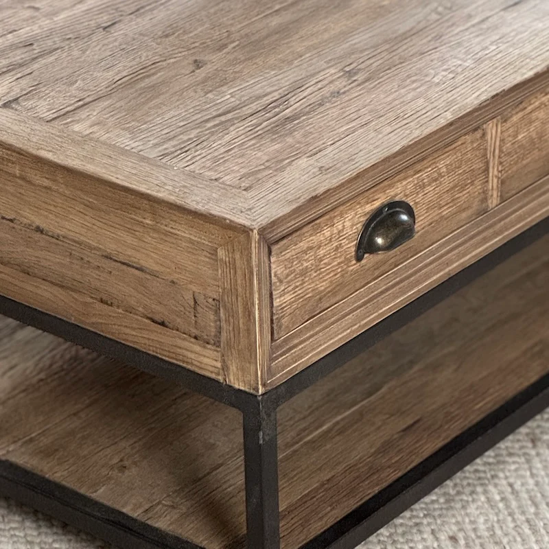 Shoreditch Reclaimed Oak 2 Drawer Coffee Table - Image 7