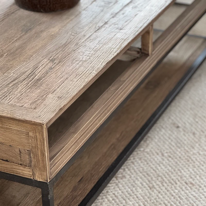 Shoreditch Reclaimed Oak 2 Drawer Coffee Table - Image 9