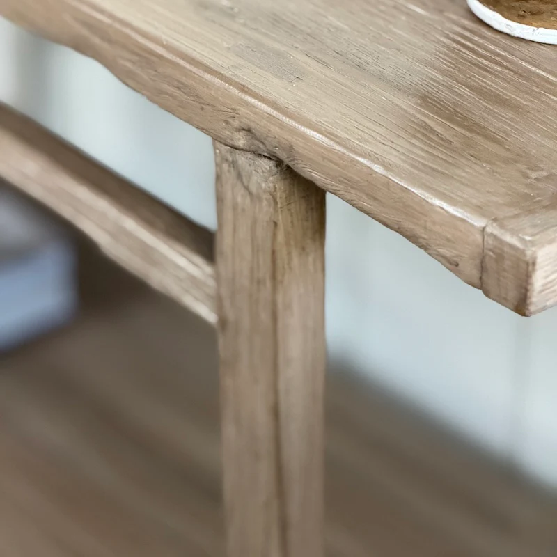 Simple Reclaimed Elm One Shelf Console Table Dark - Image 2