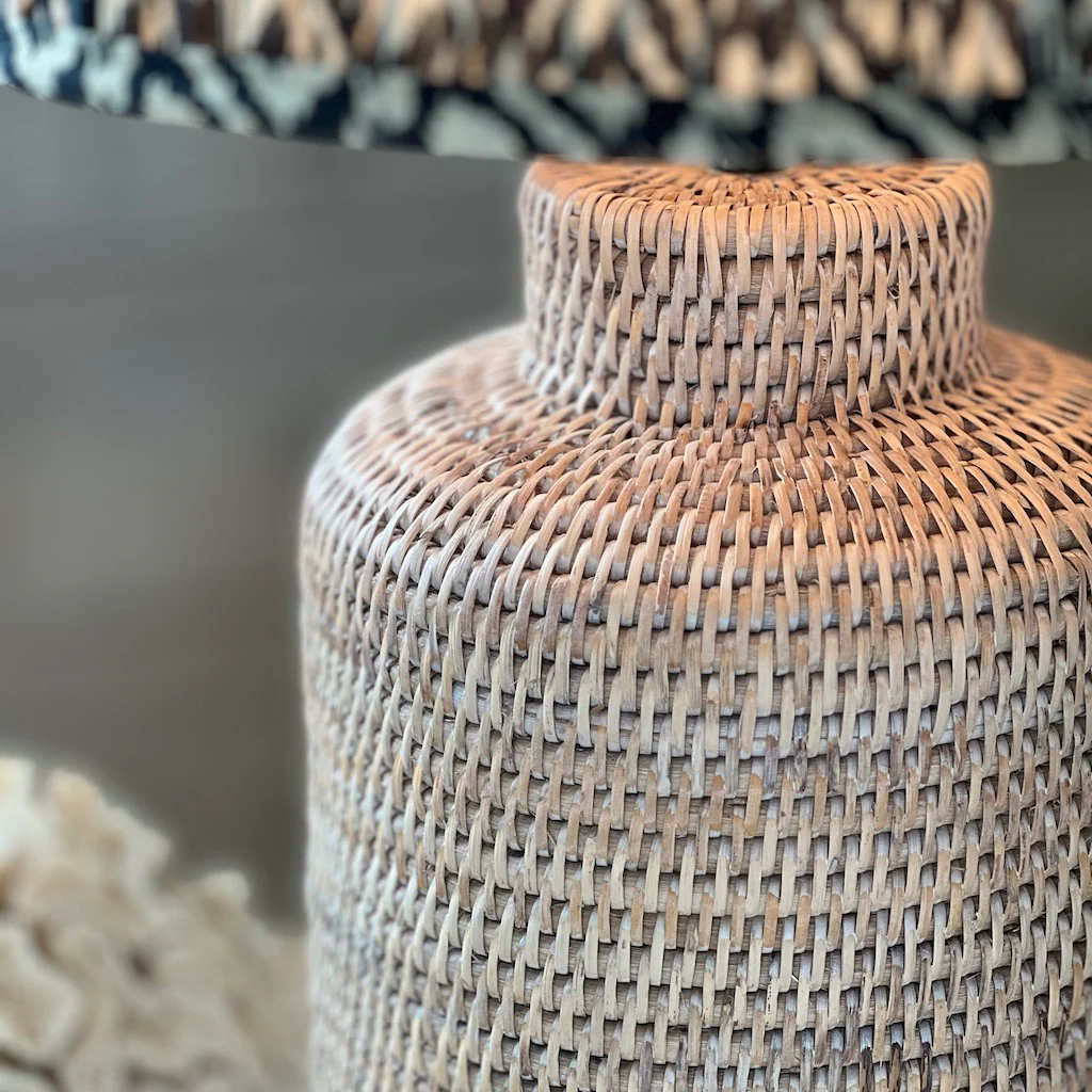 Slim Tea Caddy Whitewashed Rattan Table Lamp - Image 3