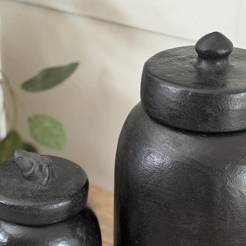 Small Black Ceramic Jars - Image 4