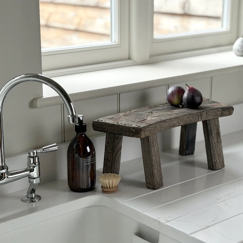 Small Curved Reclaimed Vintage Mini Wood Stool (No.4)