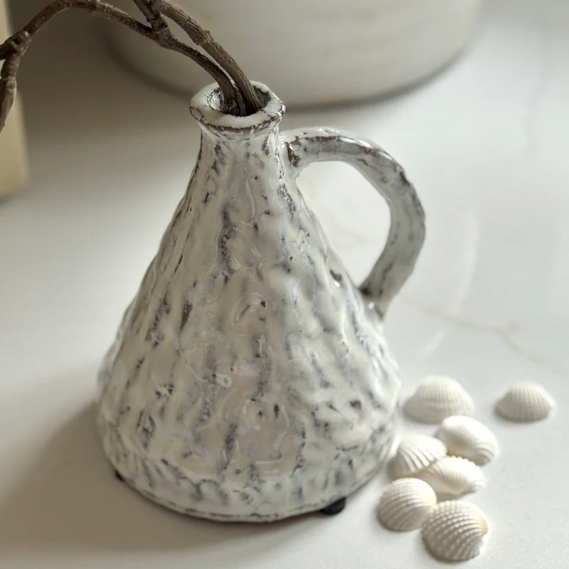 Small Distressed White Glazed Pot And Vase - Image 2
