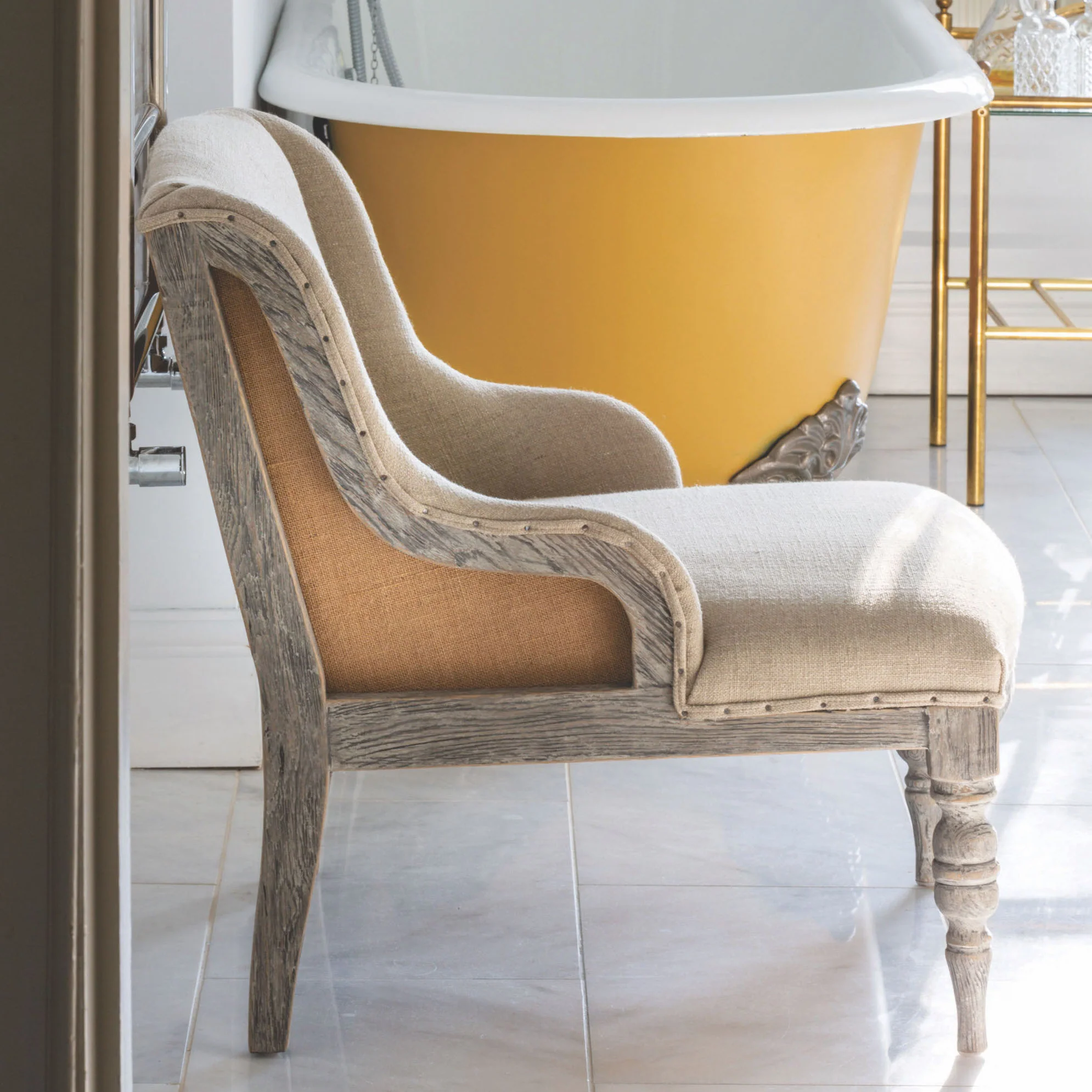 Small Gustavian Chair Taupe Fabric