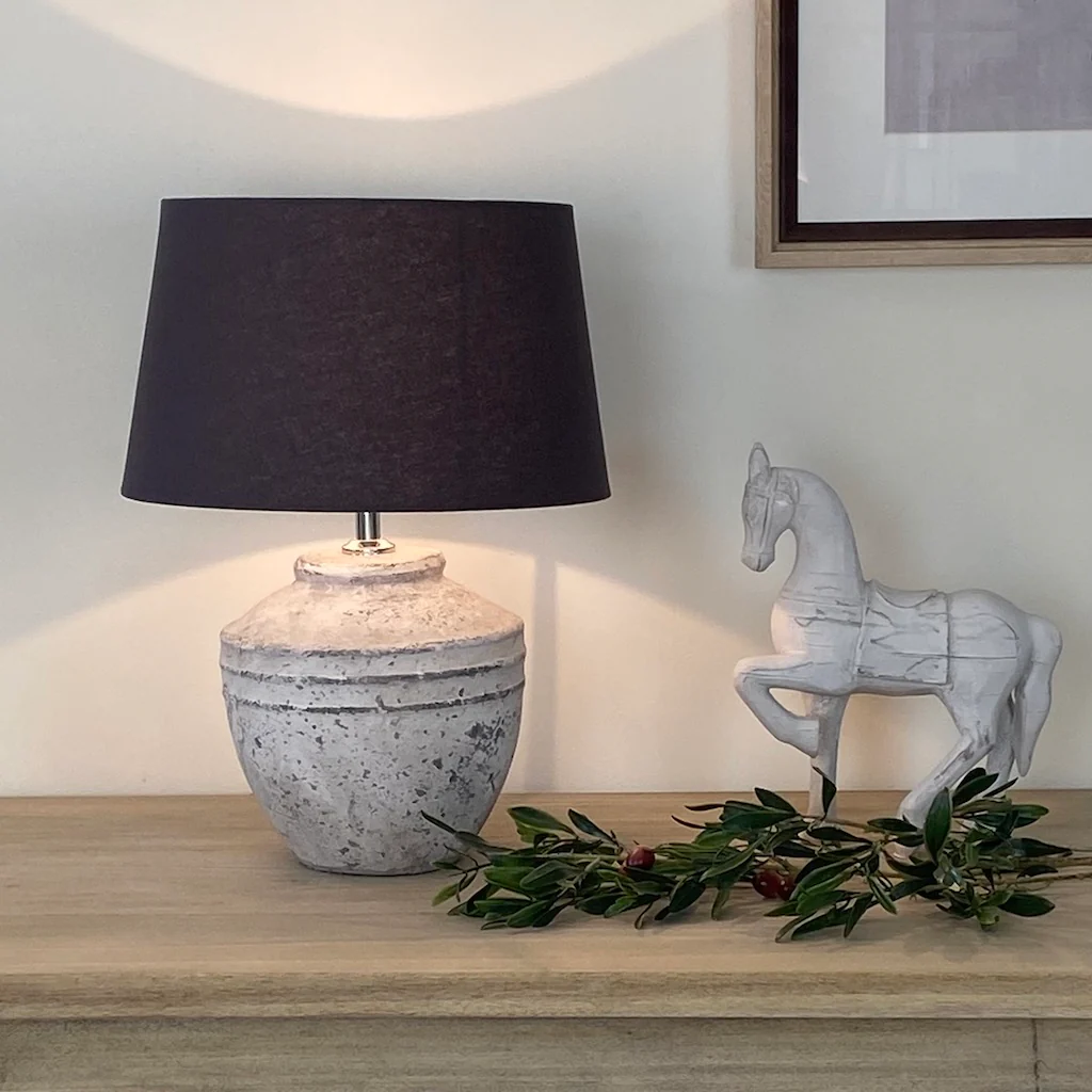 Small Stone Effect Antique Grey Table Lamp - Image 3