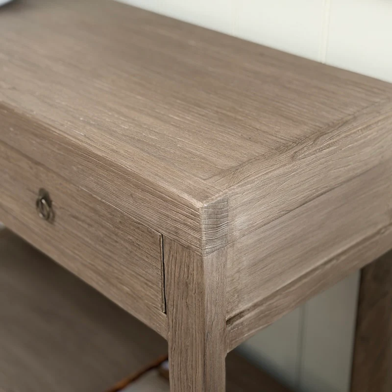 Small Two Drawer Console Table Reclaimed Elm Dark - Image 6