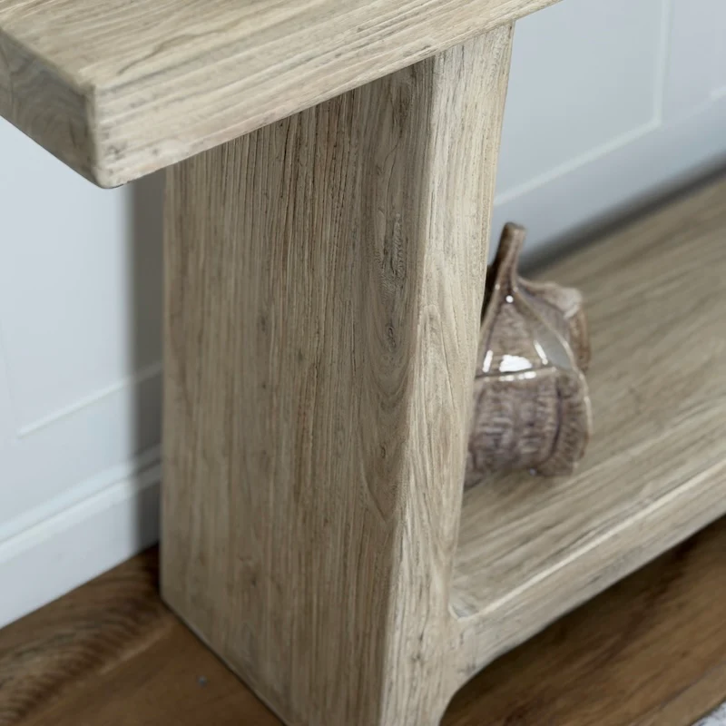 Smart Reclaimed Elm Console Table With Shelf – Light Finish 160cm - Image 5
