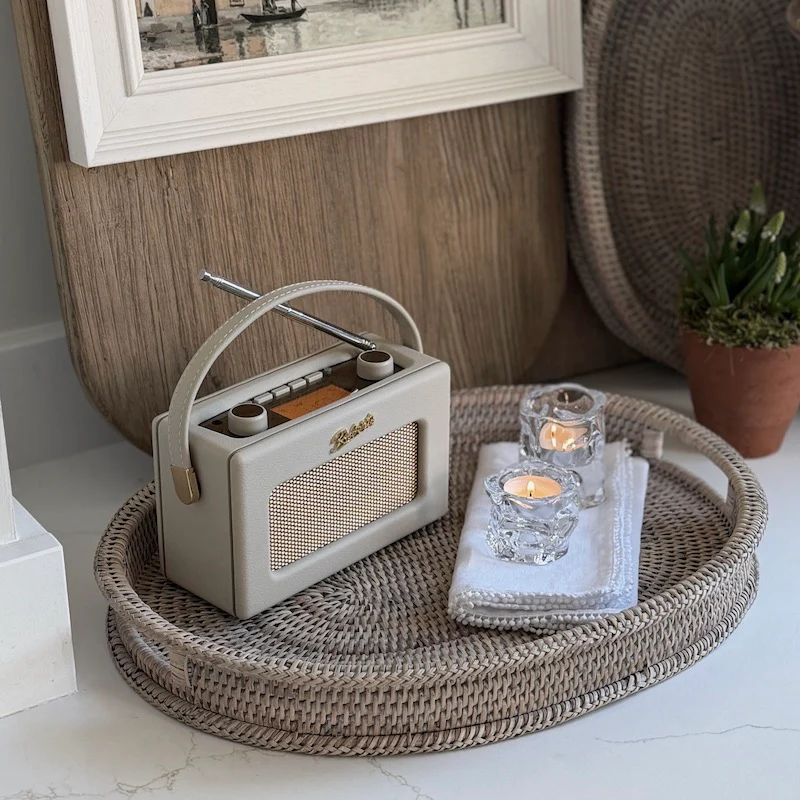 Soft Whitewash Handwoven Rattan Oval Tray – Natural Serving & Styling Tray