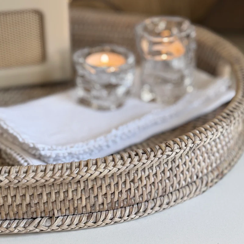 Soft Whitewash Handwoven Rattan Oval Tray – Natural Serving & Styling Tray - Image 7