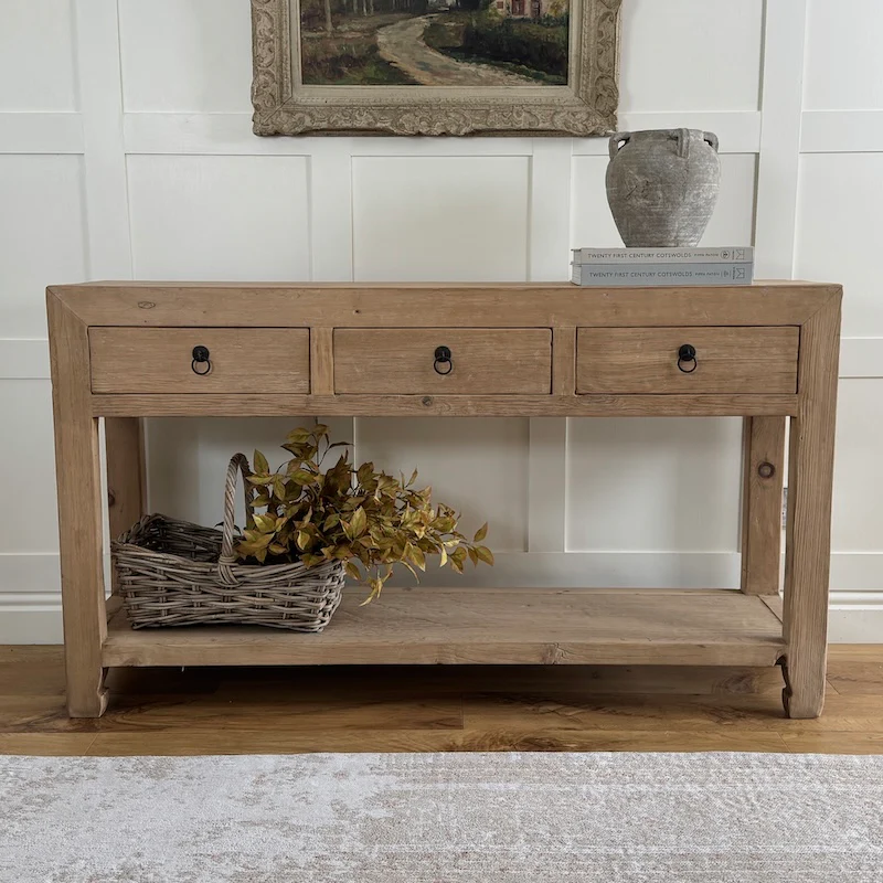Sonoma 3 Drawer Reclaimed Wood Console Table
