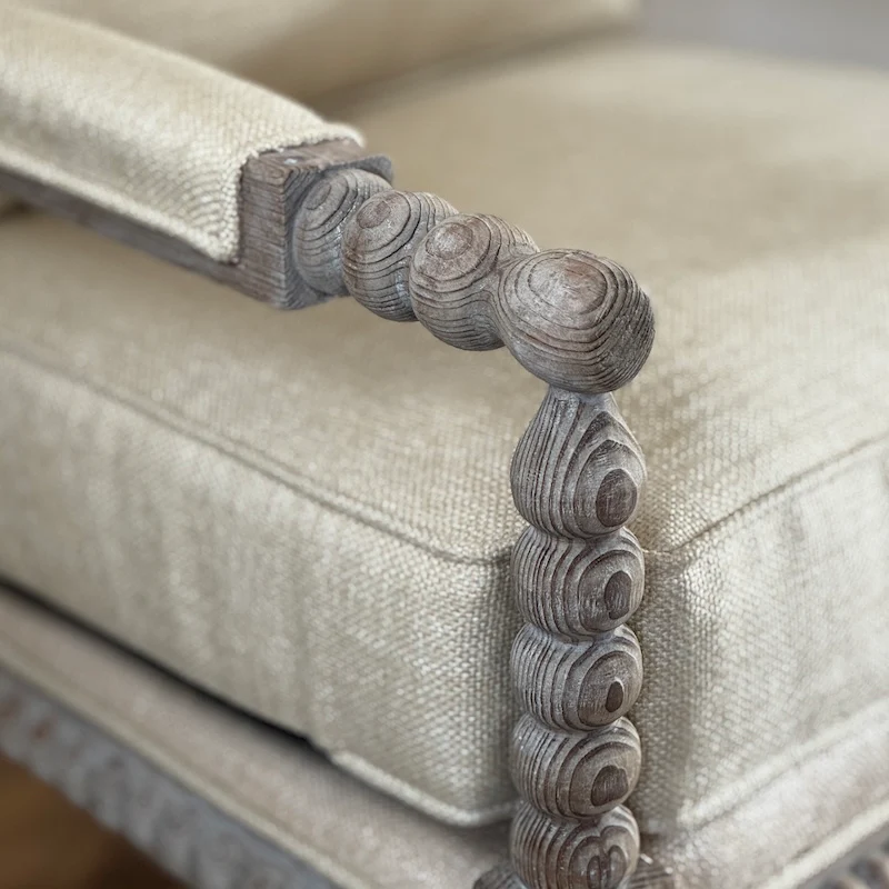 Spindle Linen Gold Indoor Outdoor Armchair - Image 3