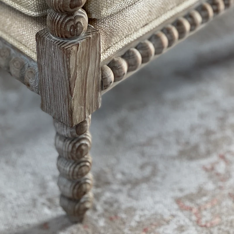 Spindle Linen Gold Indoor Outdoor Armchair - Image 4