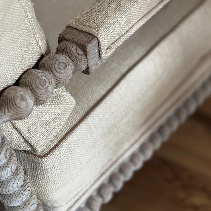 Spindle Linen Gold Indoor Outdoor Armchair - Image 5