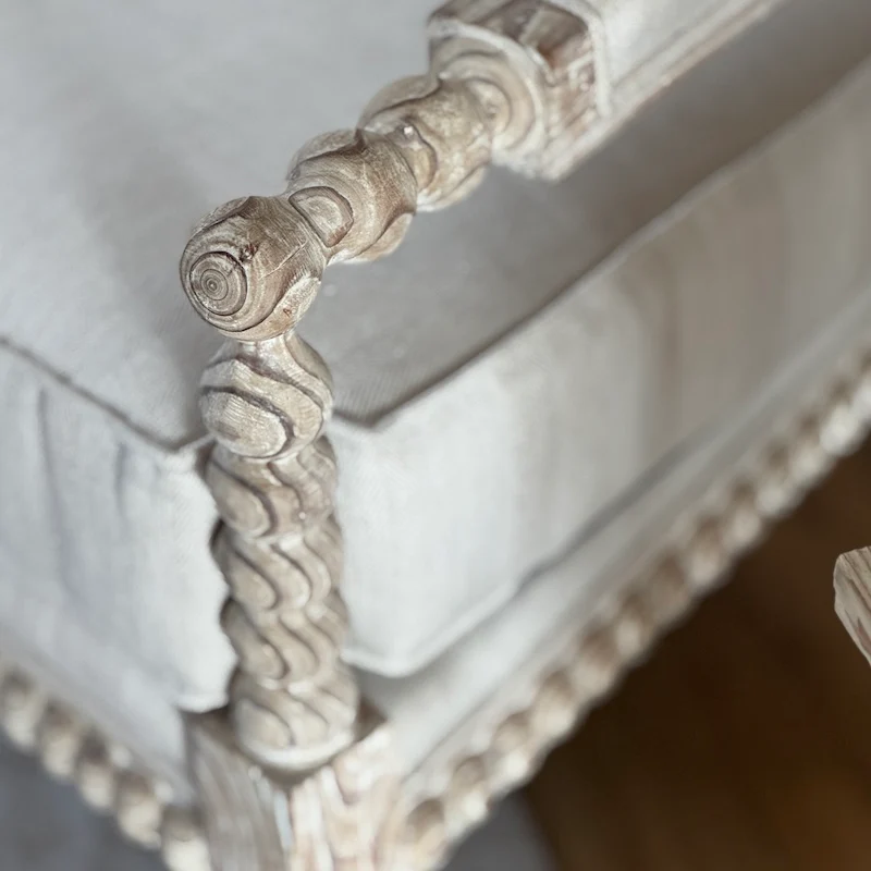 Spindle Linen Stripe Fabric Armchair - Image 4