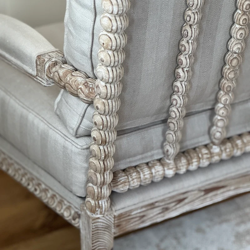 Spindle Linen Stripe Fabric Armchair - Image 5