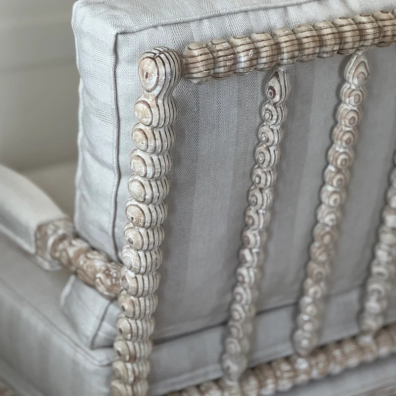 Spindle Linen Stripe Fabric Armchair - Image 6