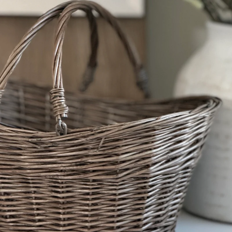 Stackable Wicker Basket with Hinged Handles - Image 3