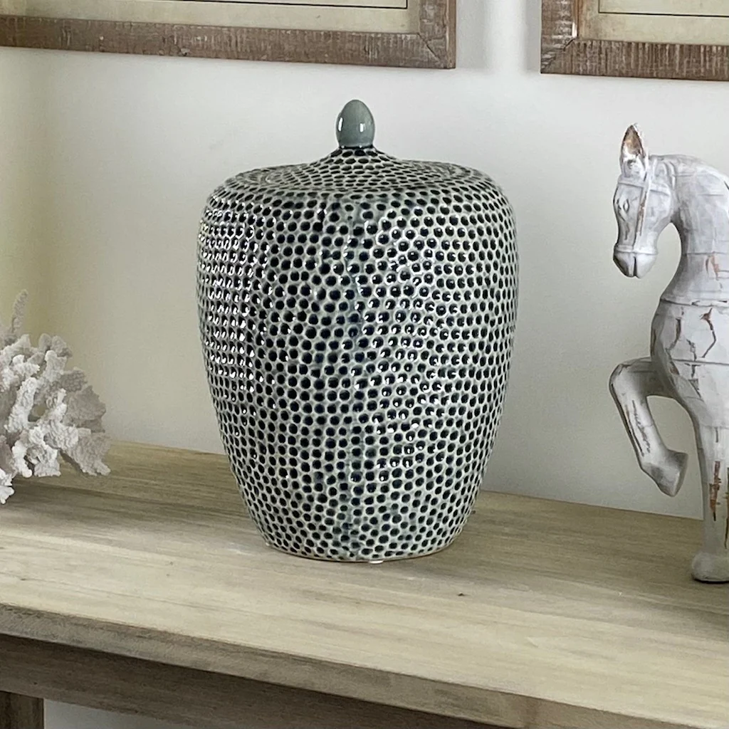 Striking Large Lidded Dimple Jar - Image 5