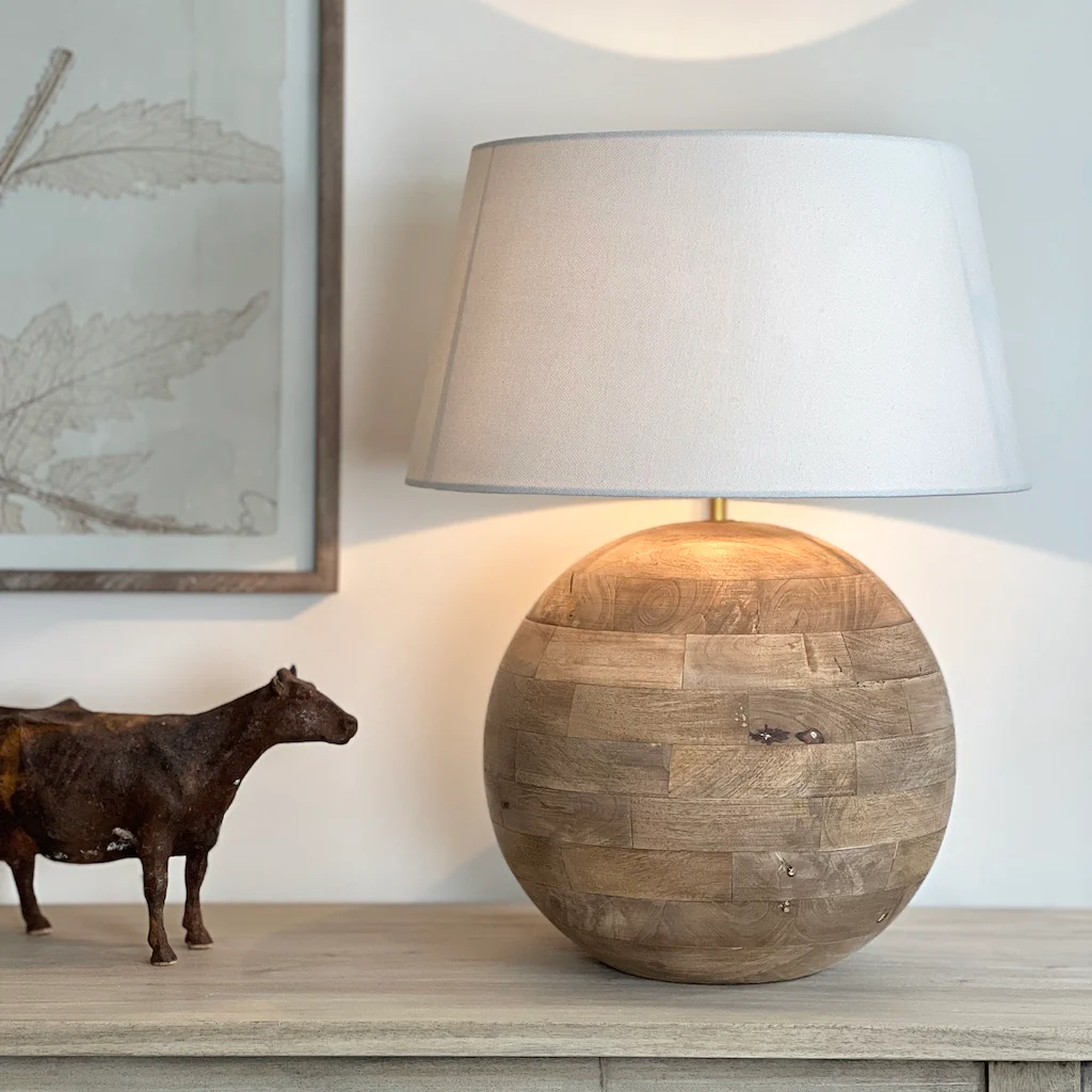 Tahoe Natural Wood Round Table Lamp