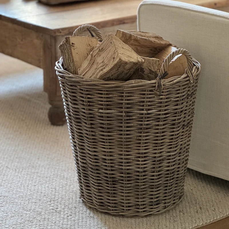 Tall Round Basket With Ear Handles