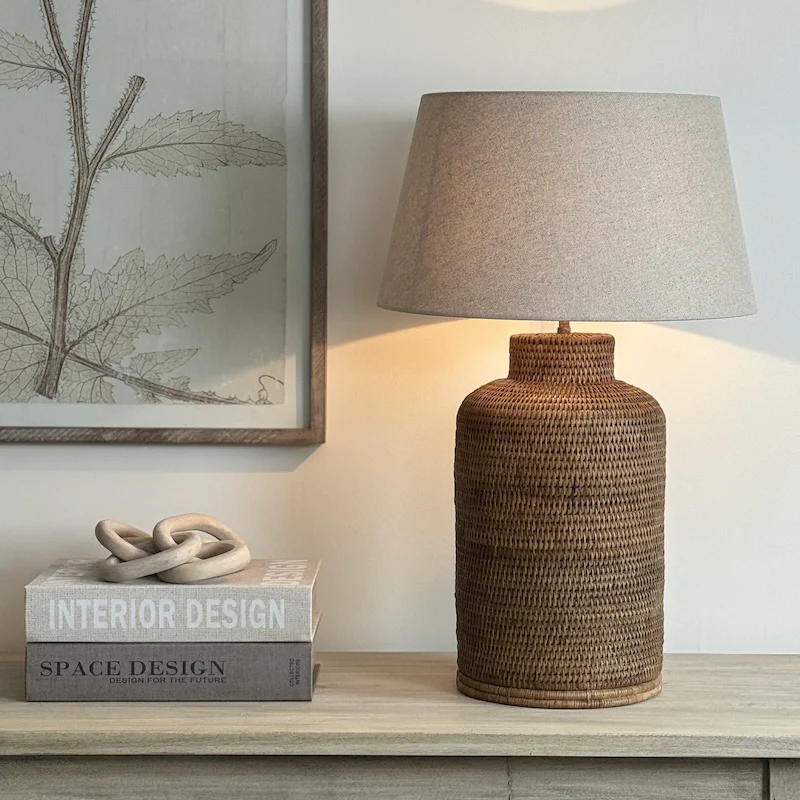 Tall Tea Caddy Rattan Table Lamp - Image 3